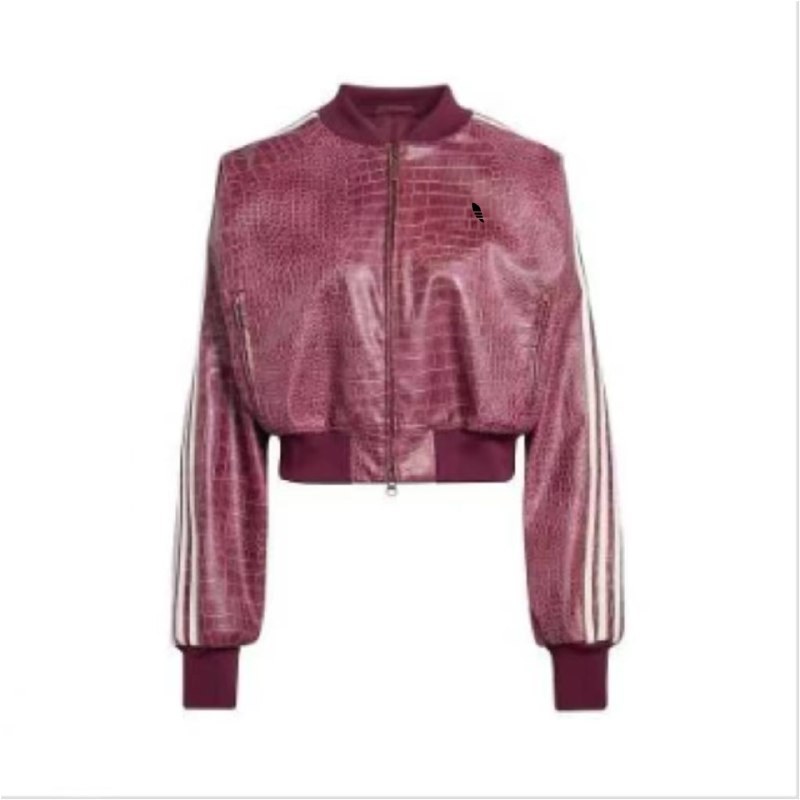 Veste bomber zippée Adidas effet croco bordeaux