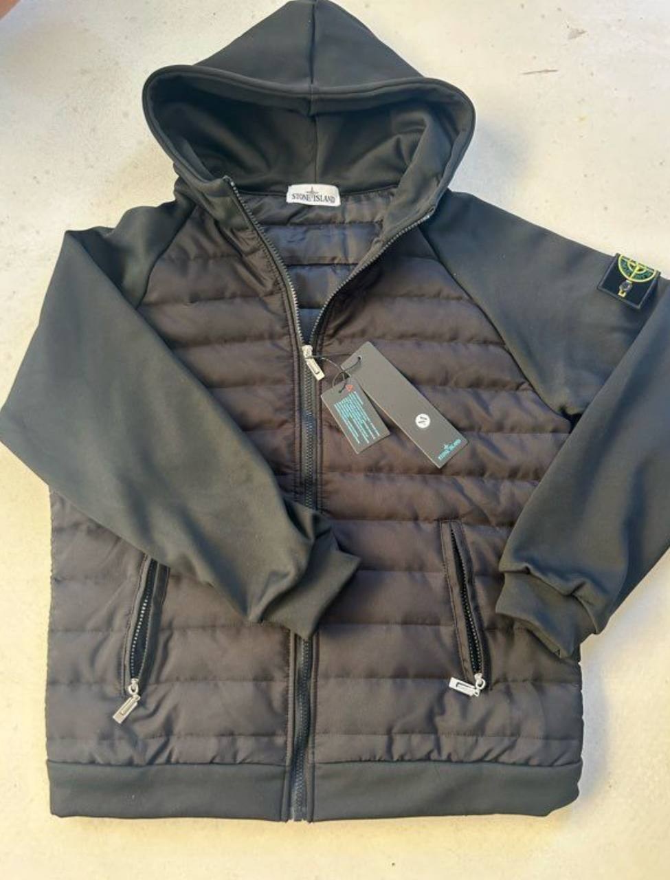 Veste hybride Stone Island matelassée noire
