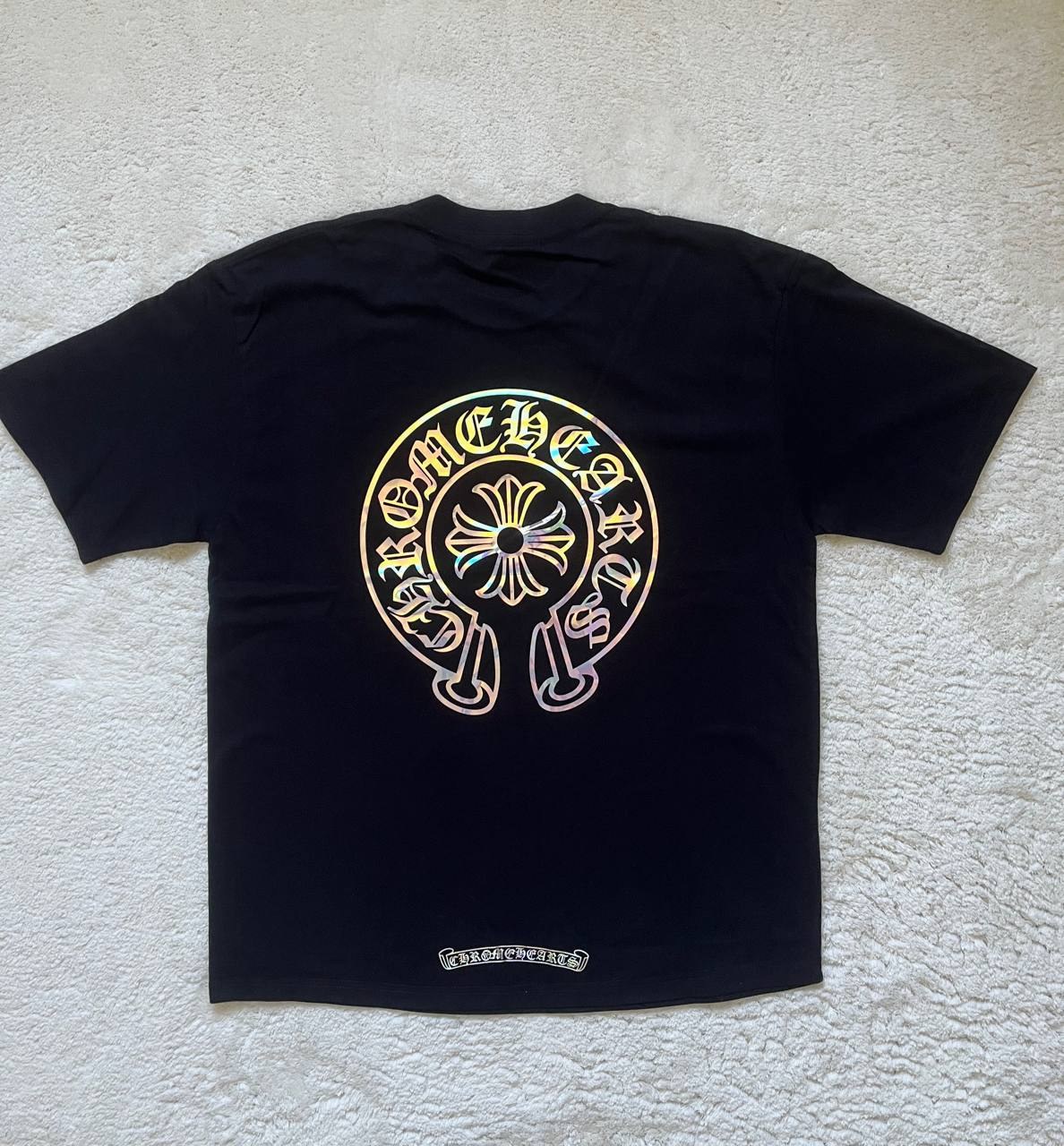 T-shirt Chrome Hearts noir motif fer à cheval irisé