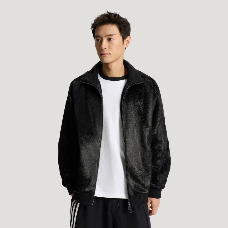 Veste zippée Adidas Originals en velours noir