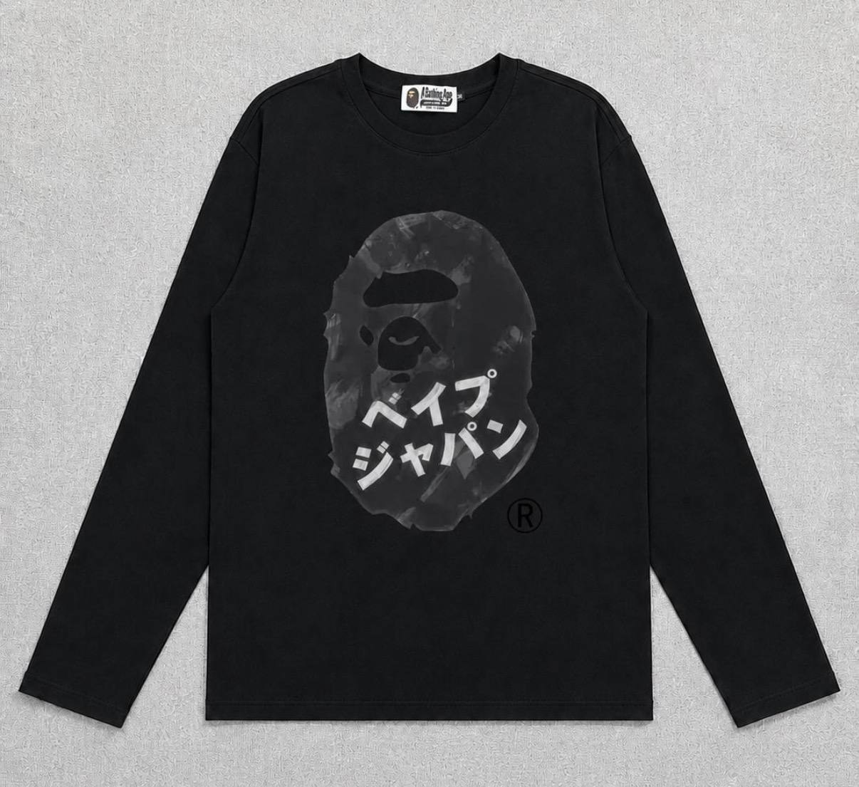 T-shirt manches longues Bape noir imprimé camouflage