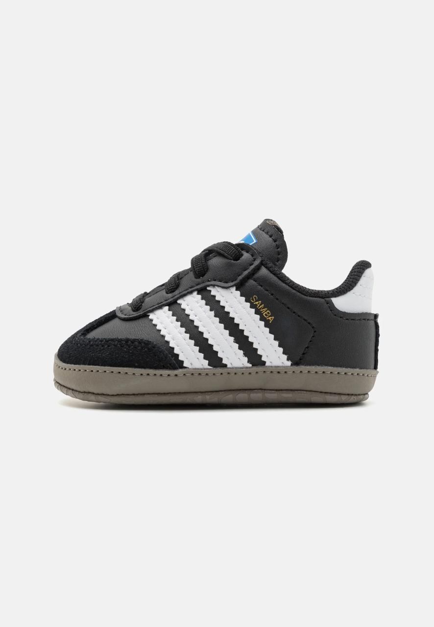 Chaussons bébé Adidas Samba cuir noir et blanc