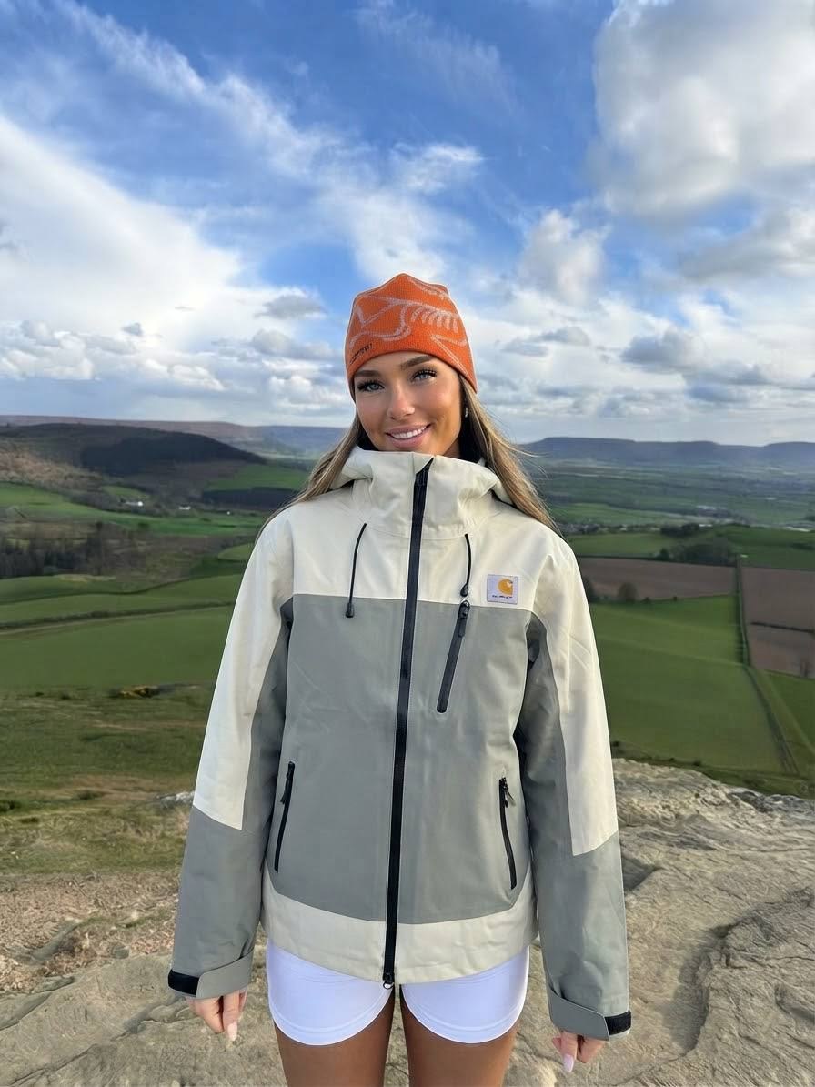 Veste zippée bicolore Carhartt beige et grise