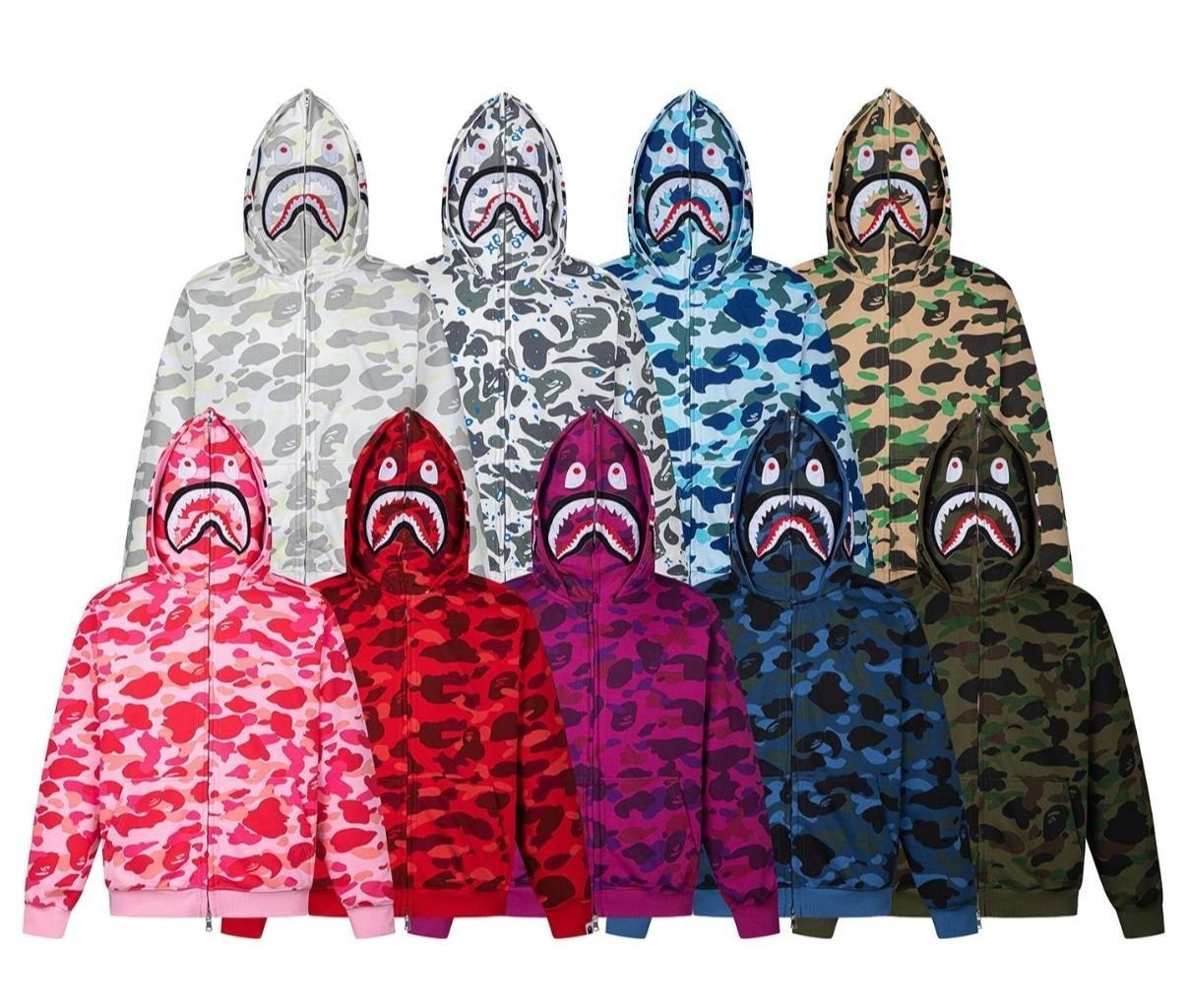 Sweats à capuche zippés BAPE Shark motif camo