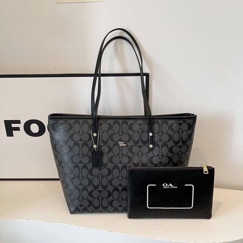 Cabas Coach City en toile monogramme gris et noir