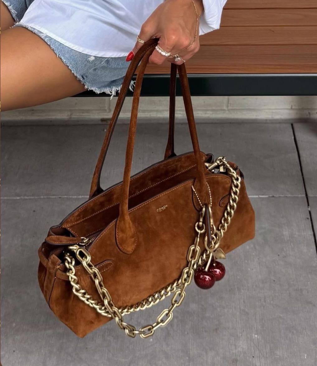Sac porté épaule Coach en daim marron