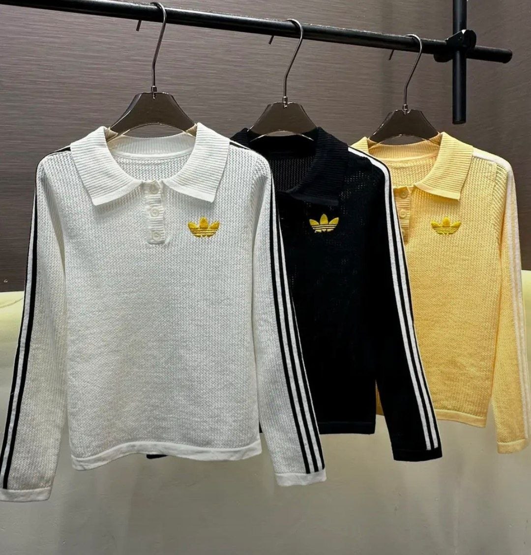 Polo en maille côtelée manches longues Adidas