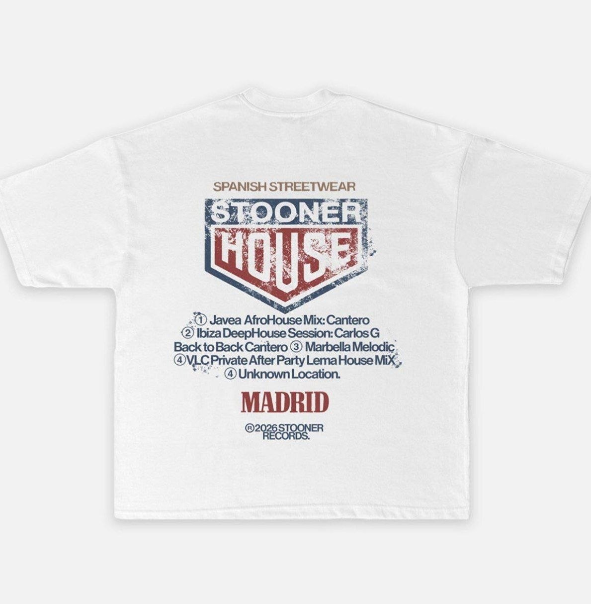 T-shirt Stooner House blanc imprimé dos