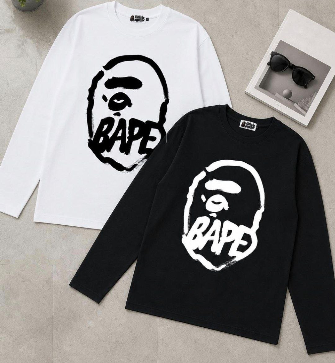 T-shirt manches longues Bape imprimé Ape Head pinceau