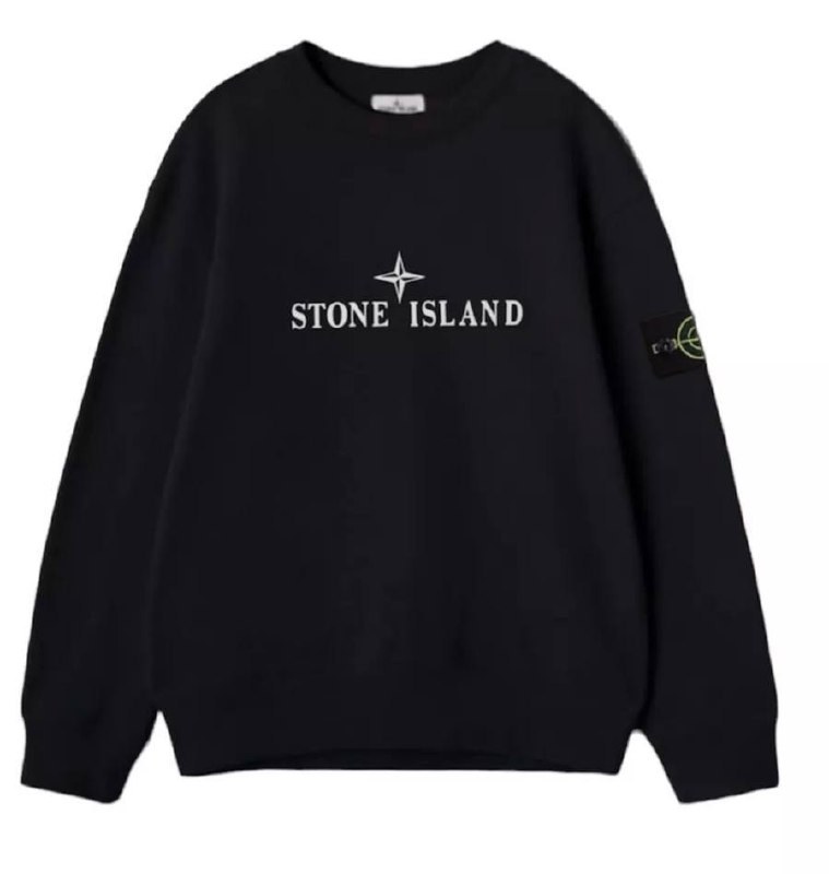 Sweat Stone Island brodé noir à col rond