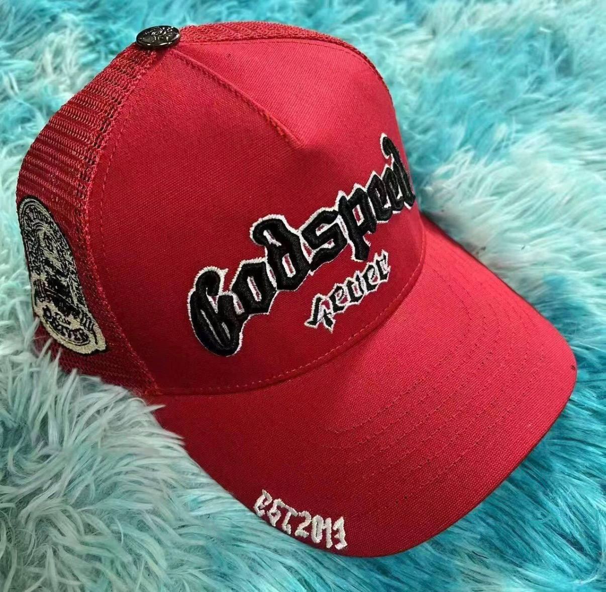 Casquette trucker Godspeed rouge brodée