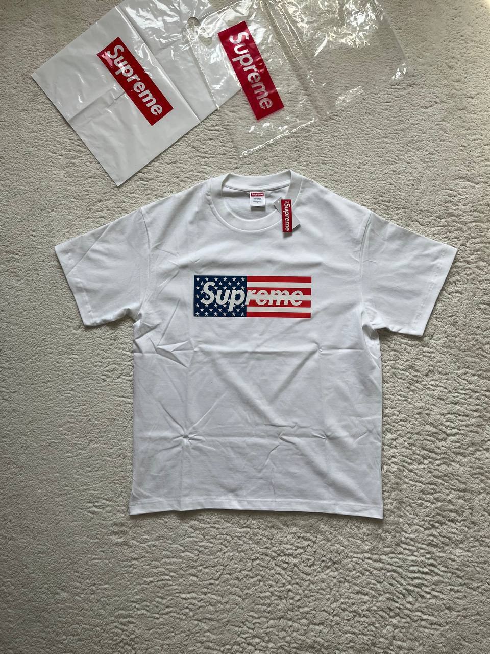 T-shirt blanc Supreme Box Logo drapeau USA