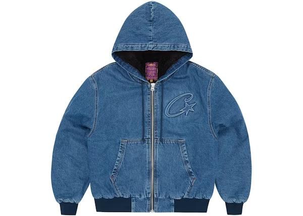Veste à capuche en jean Corteiz bleue