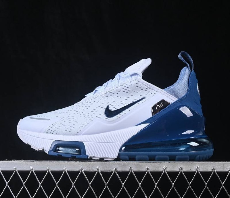 Baskets Nike Air Max 270 blanc et bleu pétrole