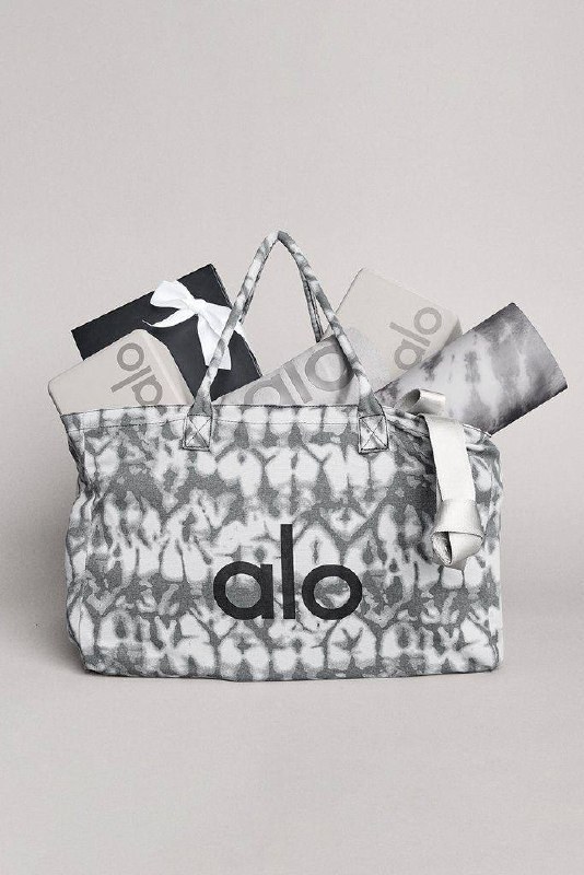 Grand sac cabas Alo Yoga motif tie and dye gris
