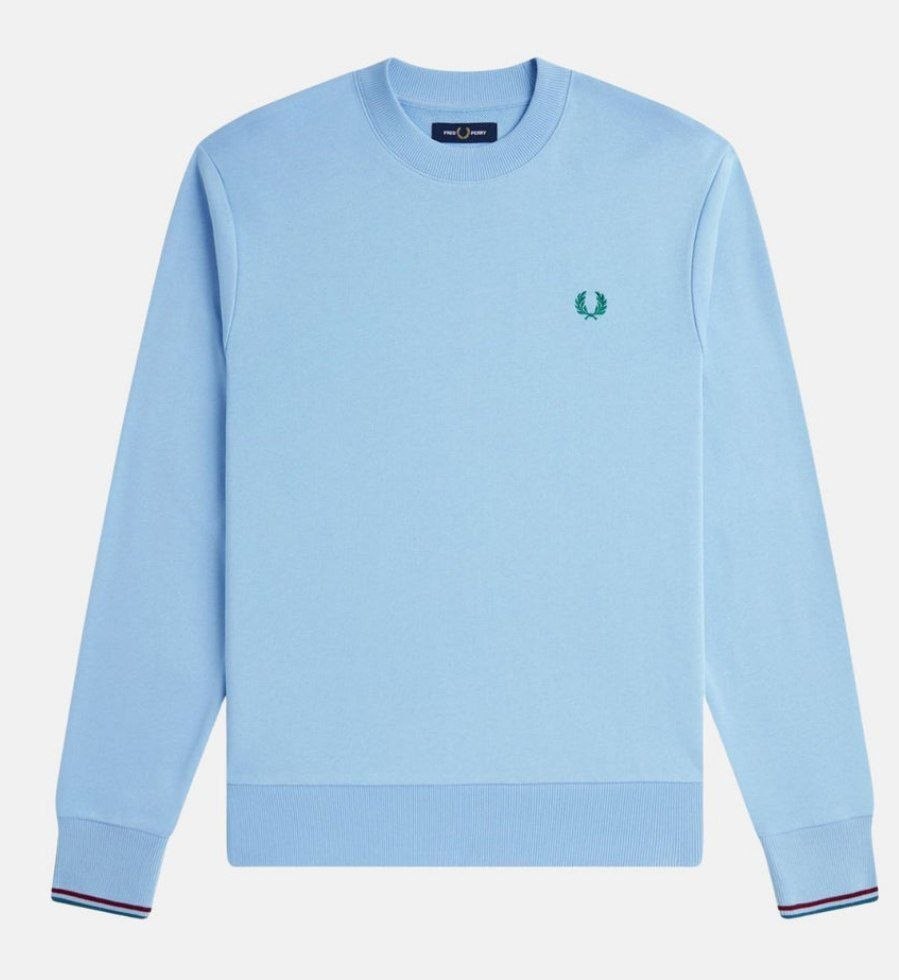 Sweat Fred Perry bleu ciel à col rond