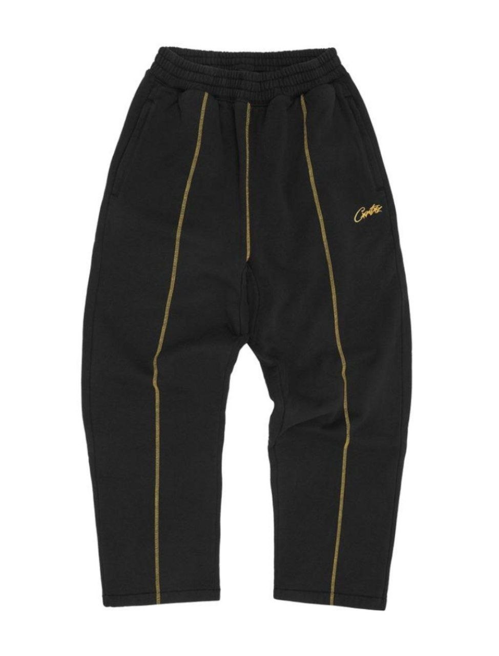 Pantalon de jogging Corteiz noir coutures dorées