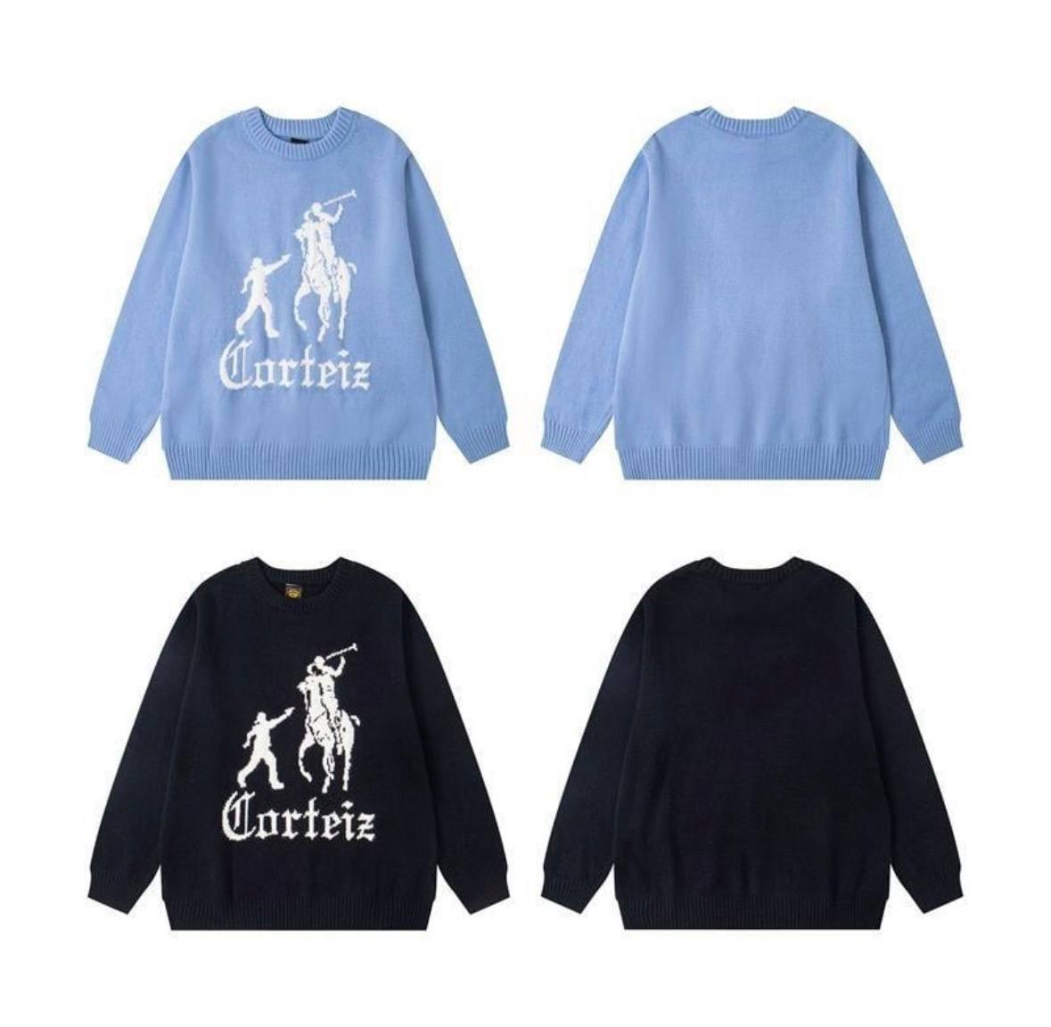 Pull en maille Corteiz avec motif cavalier
