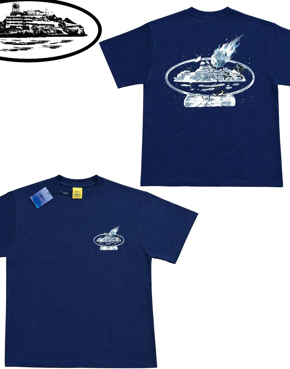 T-shirt Corteiz bleu marine imprimé Alcatraz