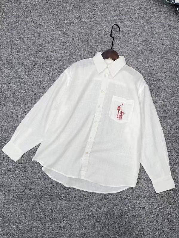 Chemise Ralph Lauren blanche brodée rouge
