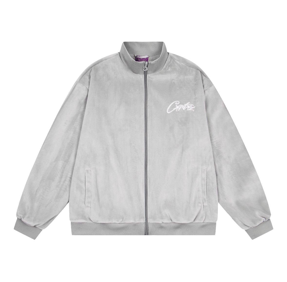 Veste zippée Corteiz en velours côtelé gris