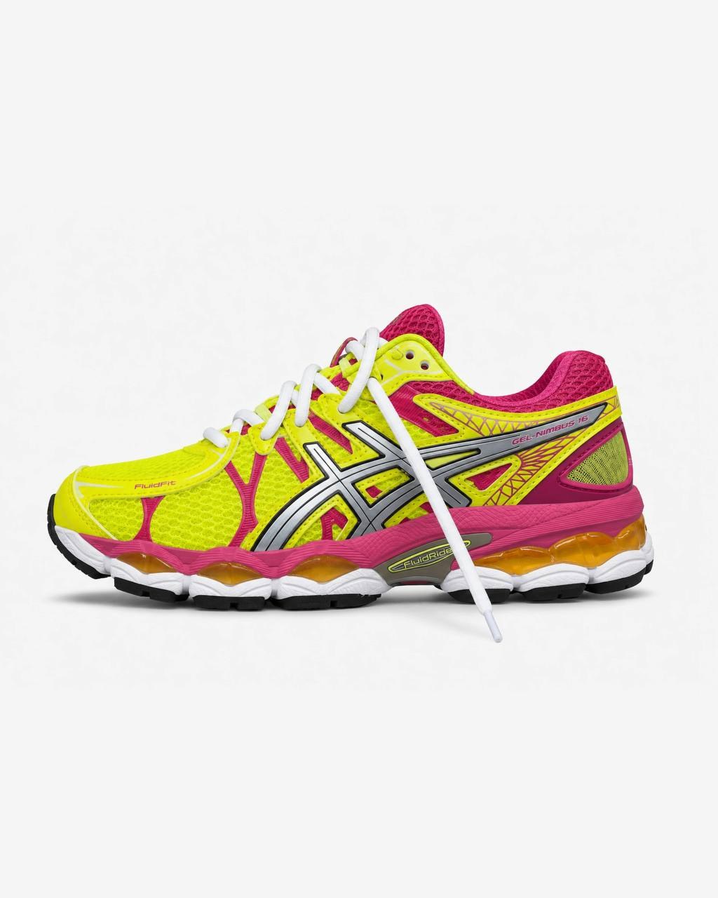 Baskets Asics Gel-Nimbus 16 jaune fluo et rose