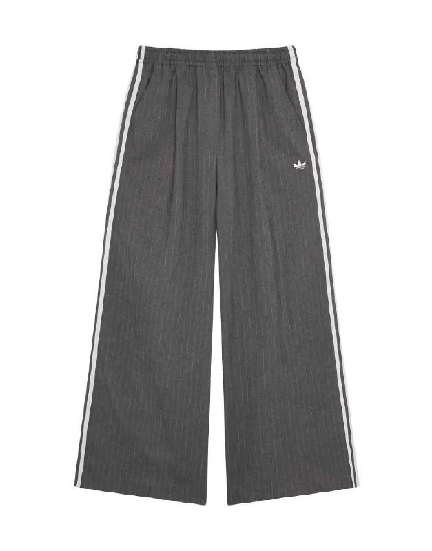 Pantalon large Adidas gris à rayures tennis