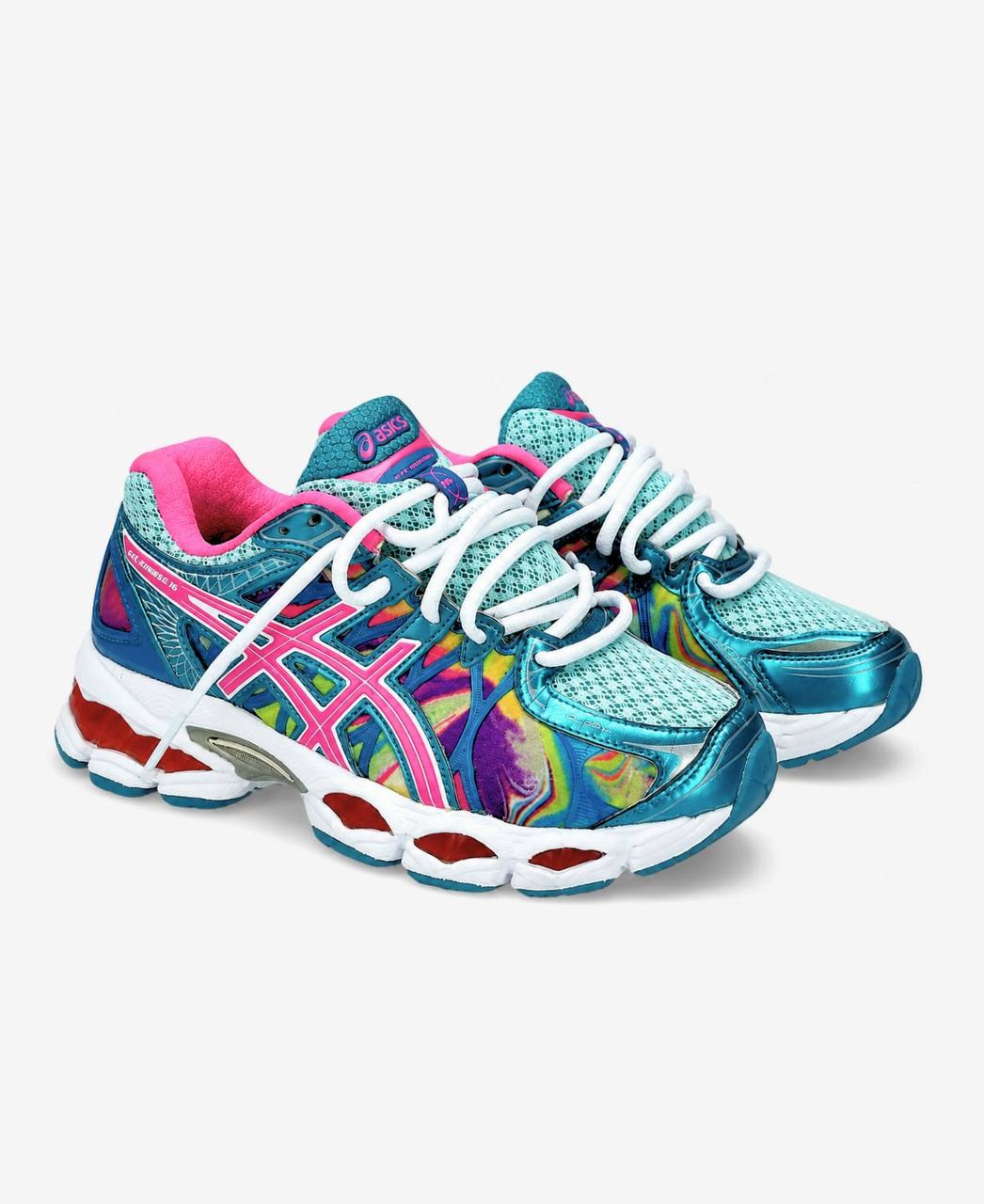 Baskets Asics Gel-Nimbus 16 turquoise et rose