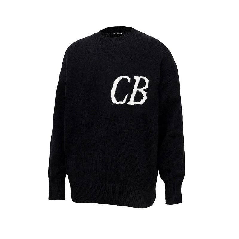 Pull Cole Buxton en maille noire logo CB