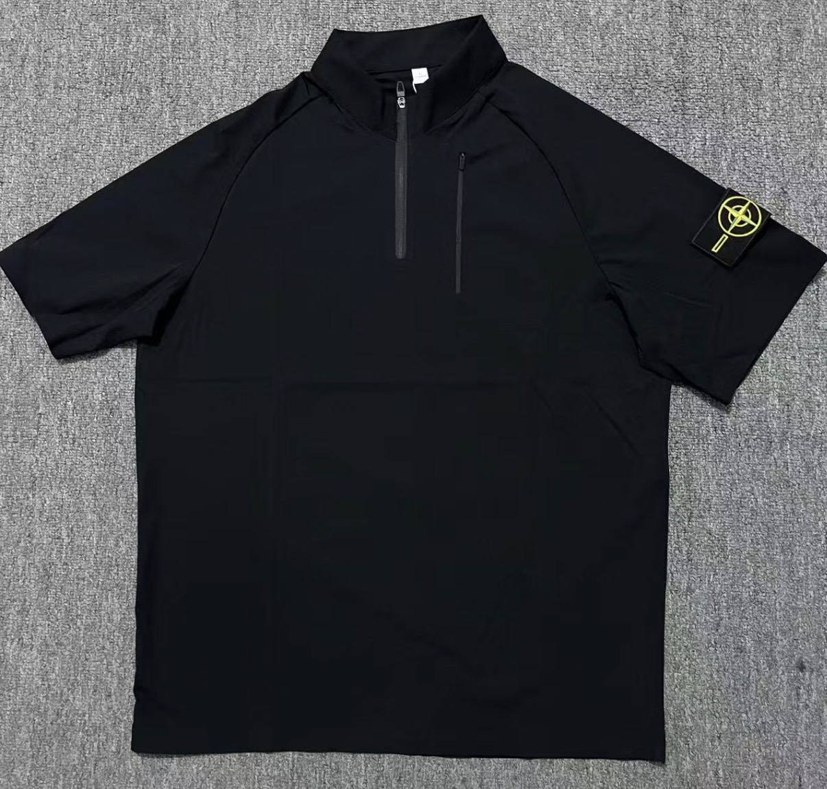 T-shirt col zippé Stone Island noir