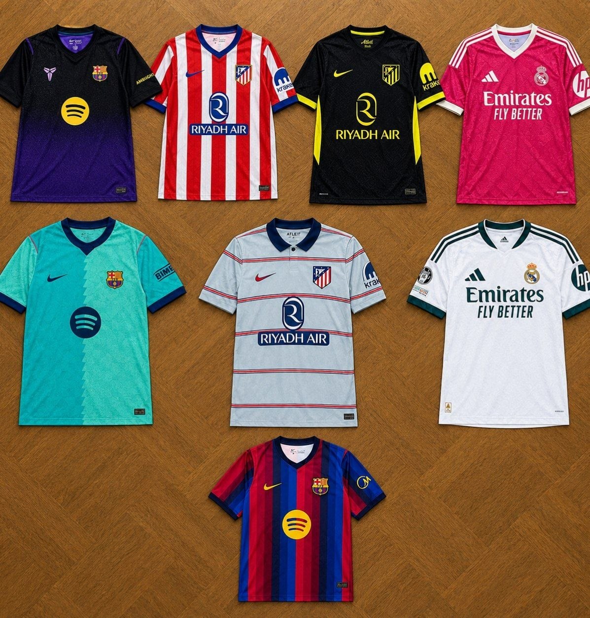 T-shirts Real Madrid, Barça y