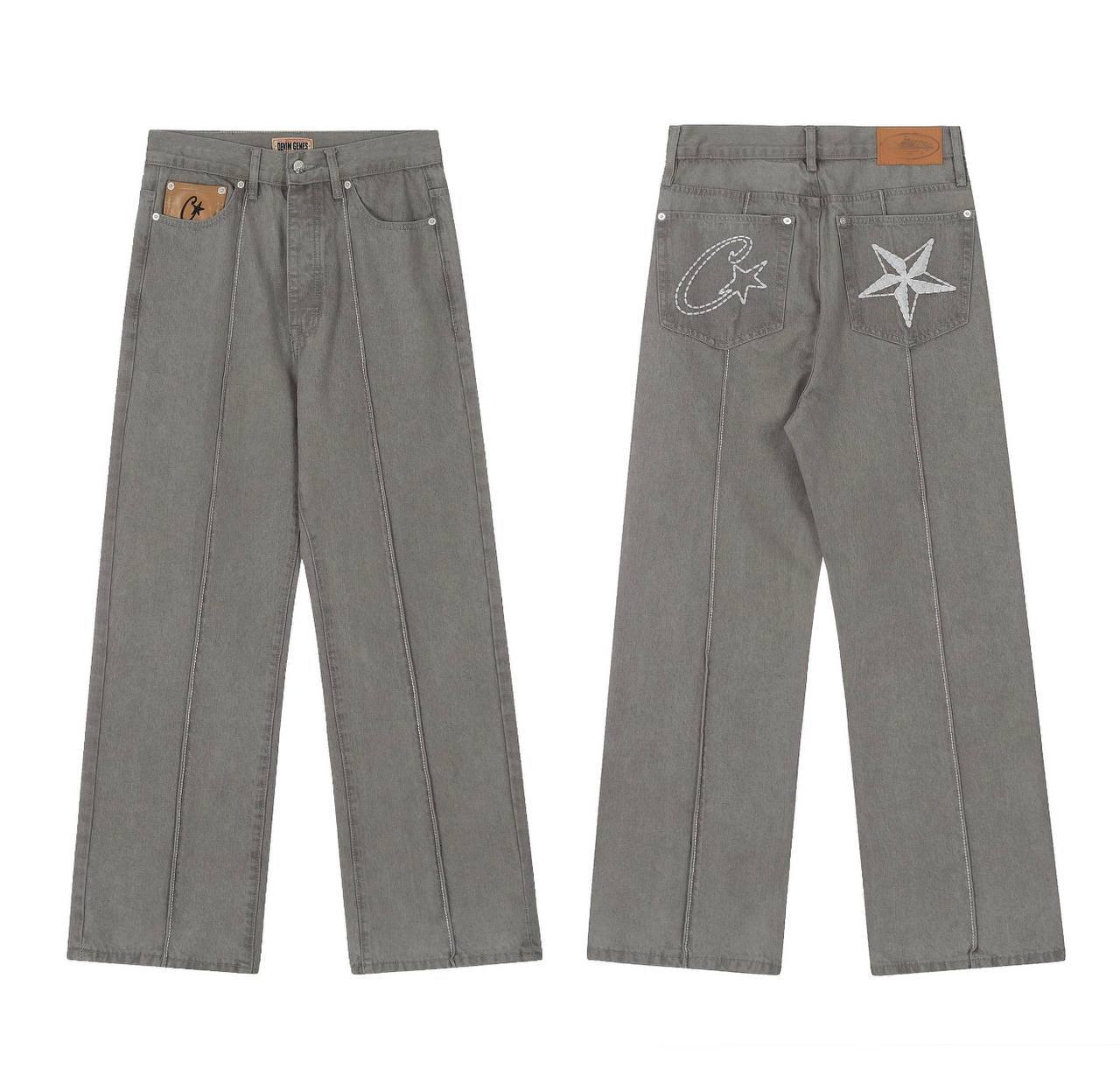 Jean droit Corteiz gris à poches arrière brodées