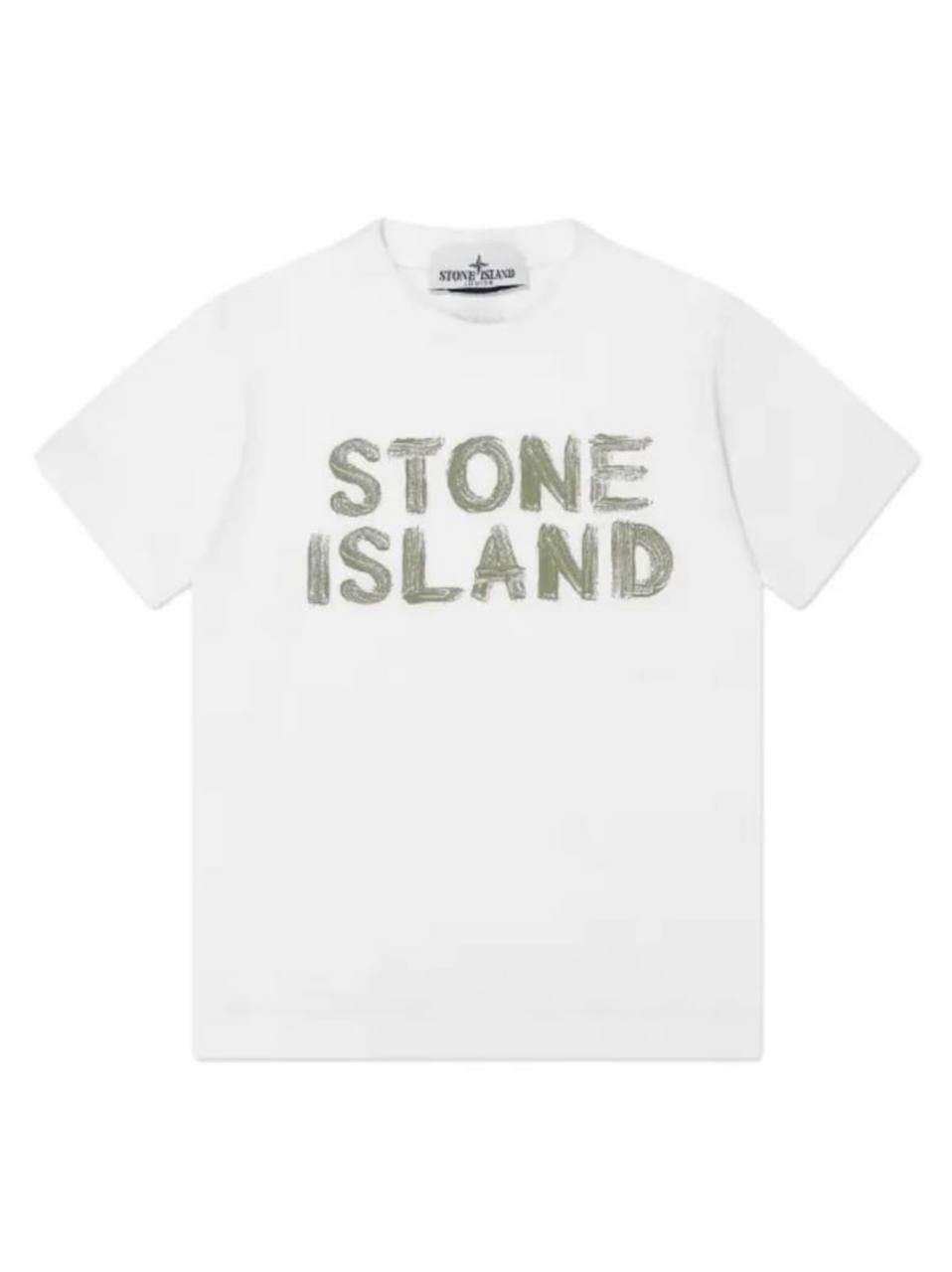 T-shirt Stone Island blanc imprimé logo effet peint