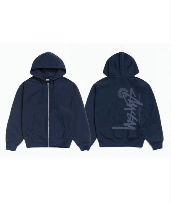 Sweat zippé à capuche Stüssy bleu marine