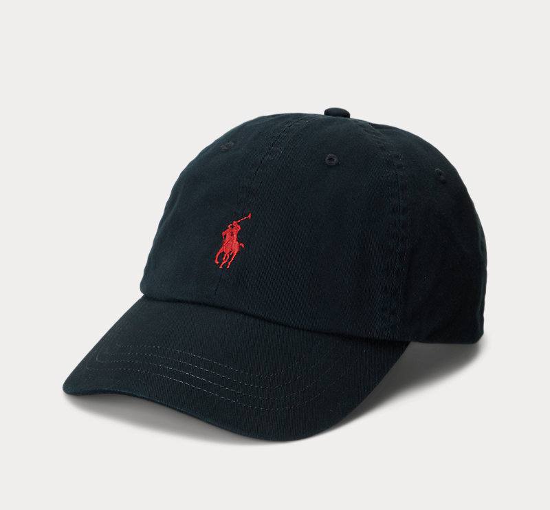 Casquette Ralph Lauren noire à logo brodé rouge