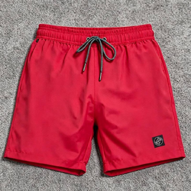 Short de bain Stone Island rouge avec patch logo