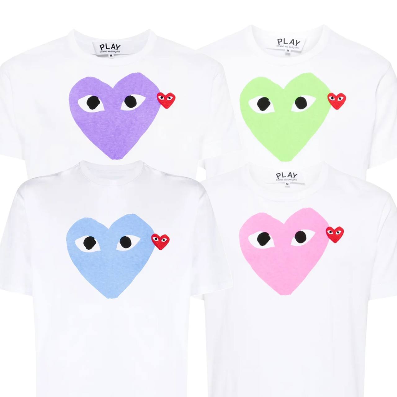 T-shirt CDG Play blanc cœur pastel imprimé