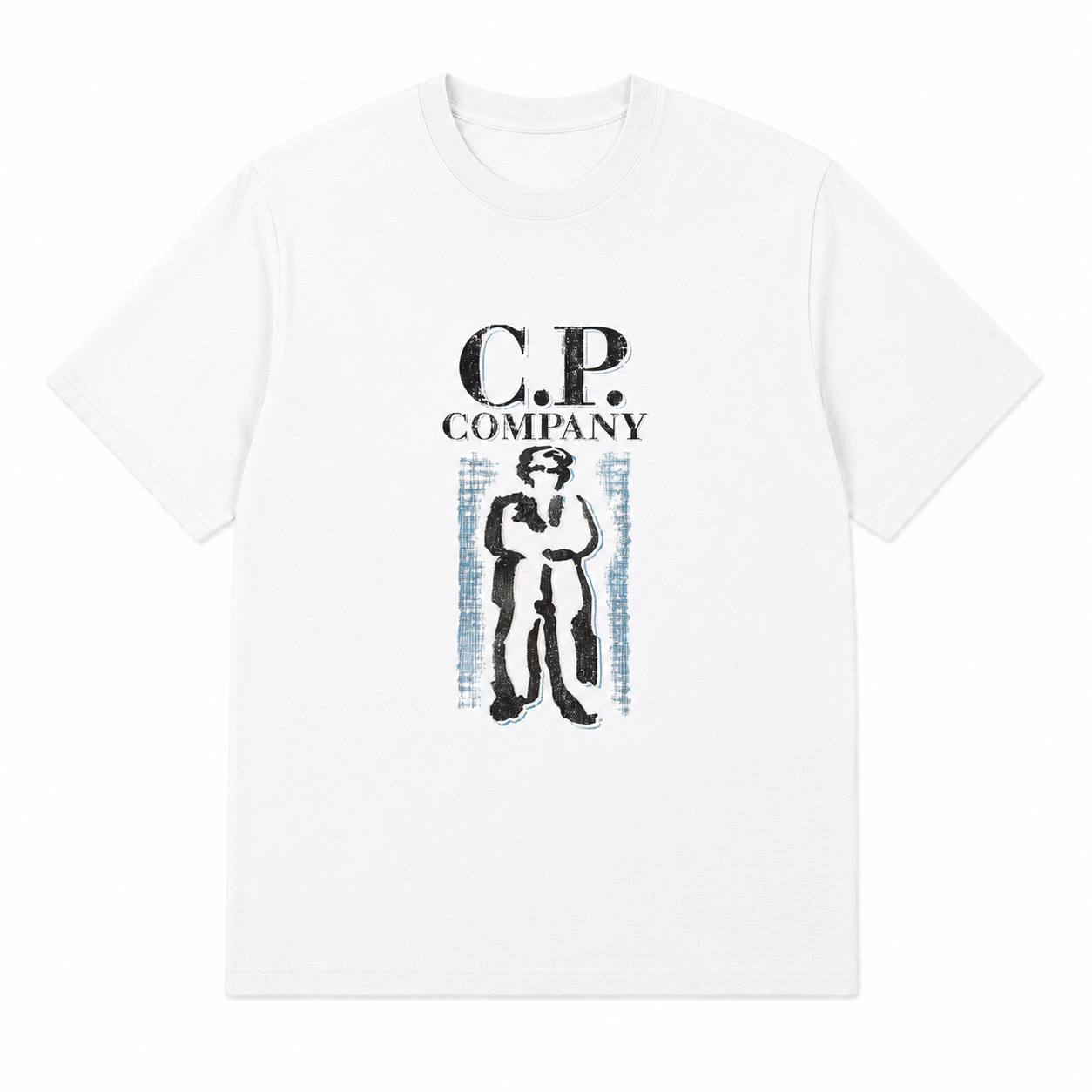 T-shirt C.P. Company blanc logo et marin