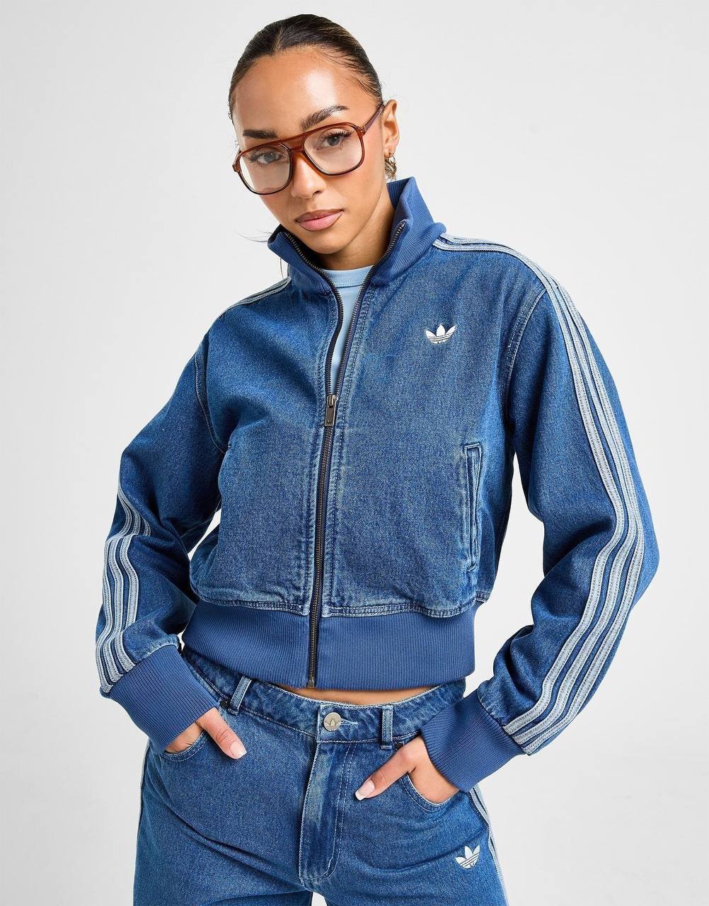 Veste de survêtement Adidas en jean bleu