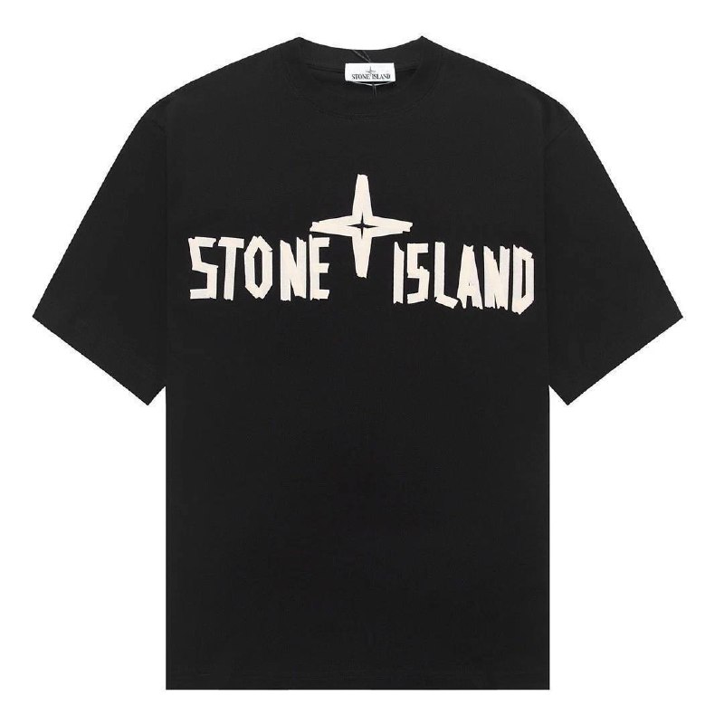 T-shirt Stone Island noir imprimé logo brossé