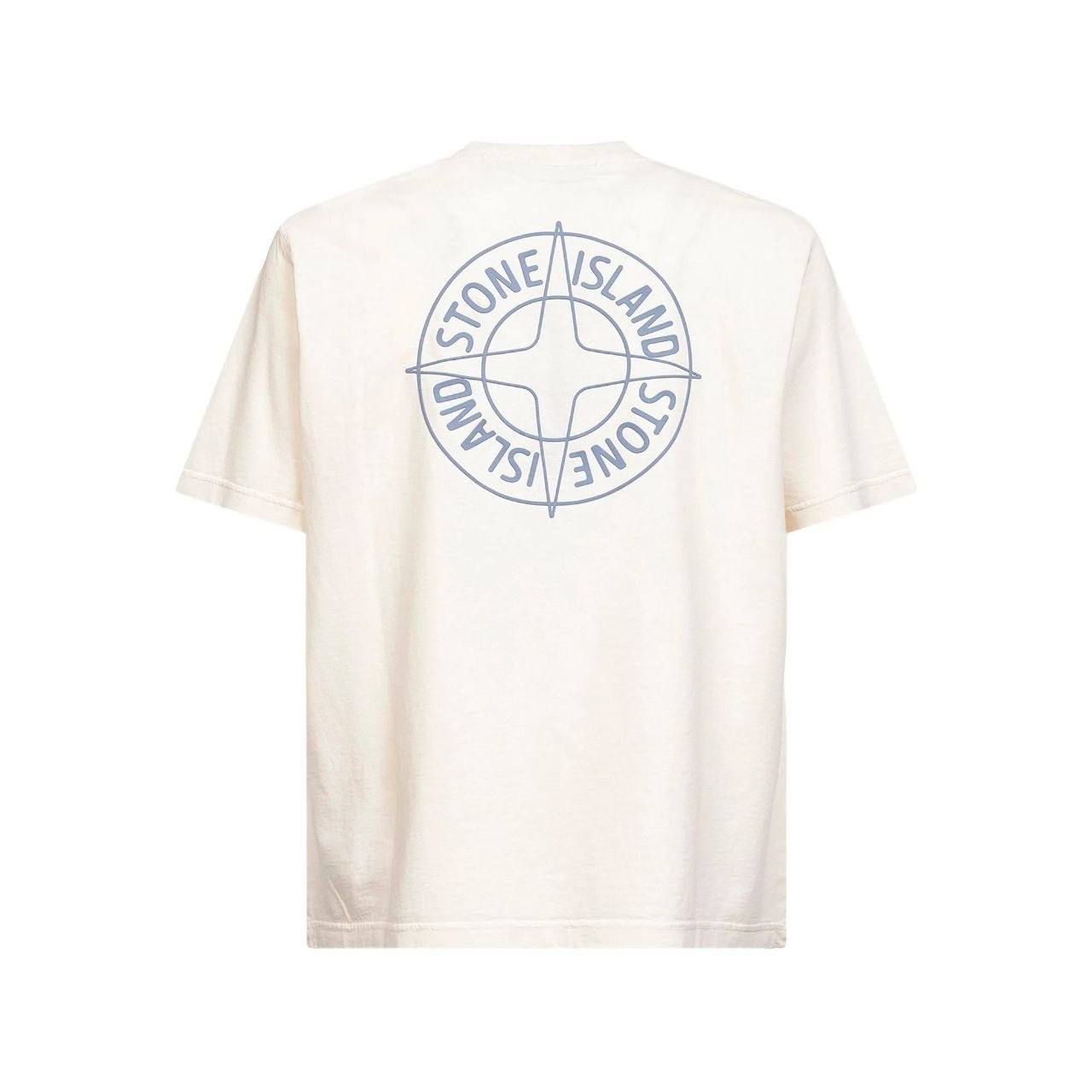 T-shirt Stone Island blanc cassé imprimé dos